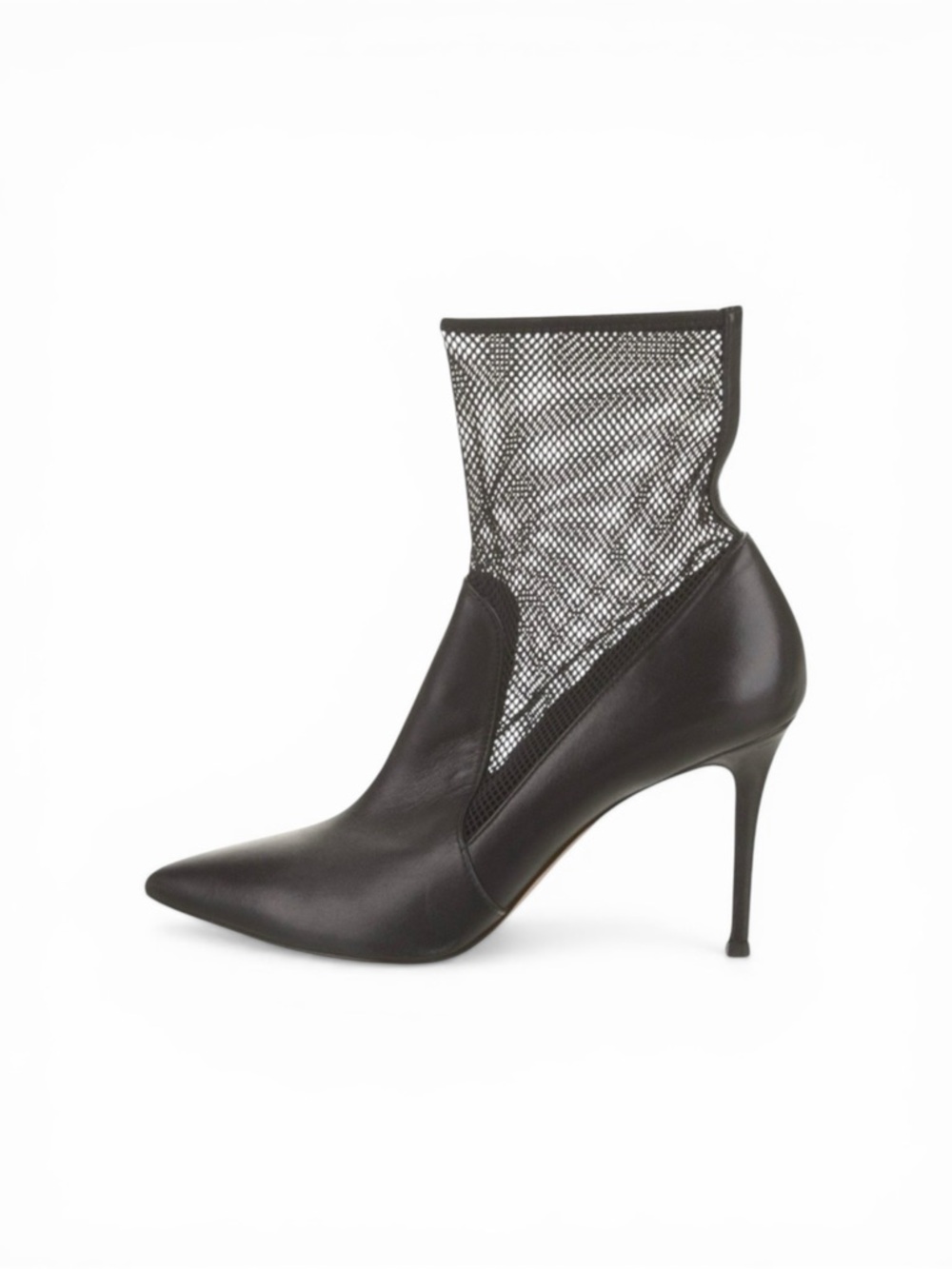 Gianvito Rossi Black Leather Mesh Ankle Boot Size‎ 37 US 7